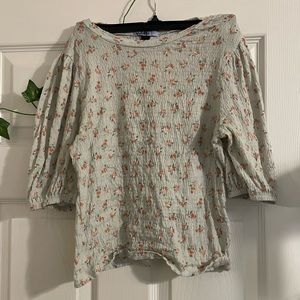 Green blouse(?) with pink flowers, Vylette M